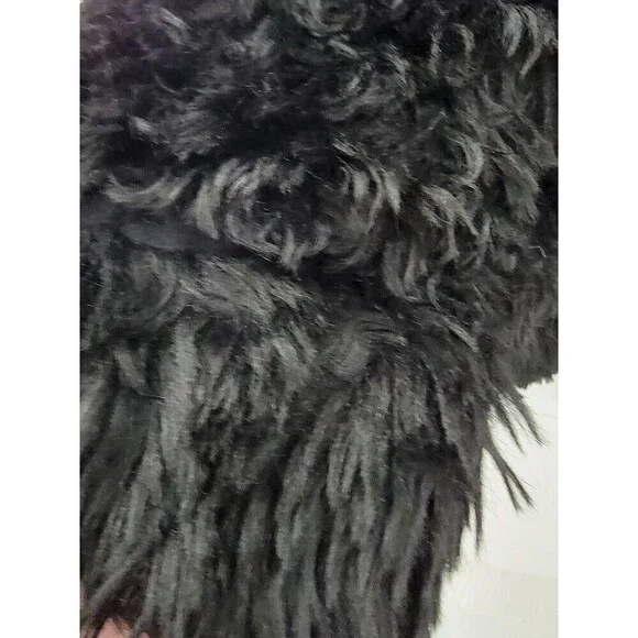 Adrienne Landau Black Modacrylic Hooded Jacket - Picture 3 of 7